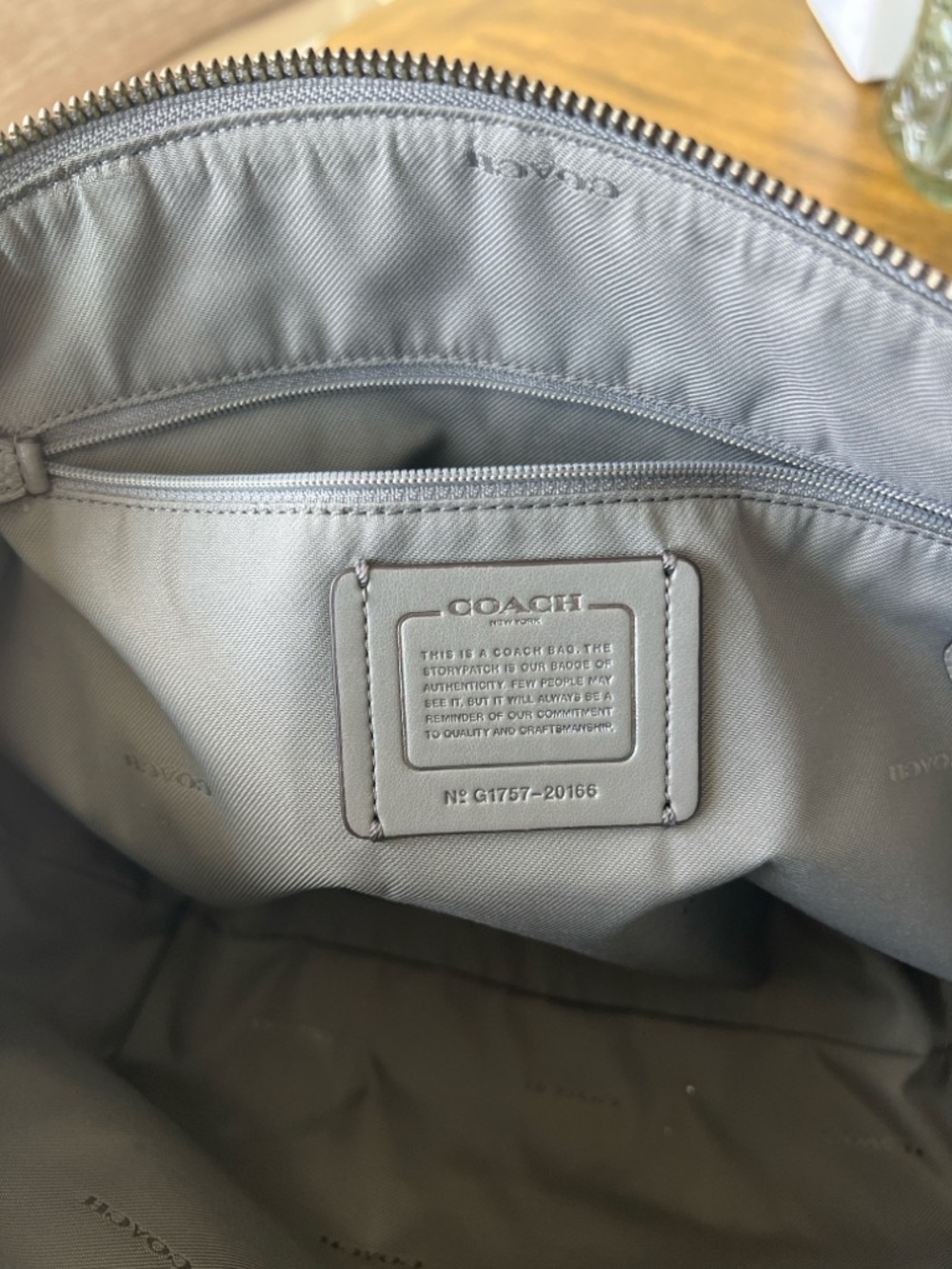 Coach -Gray Pebbled Leather Satchel with Suede and Chain Detail - Picture 10 of 17